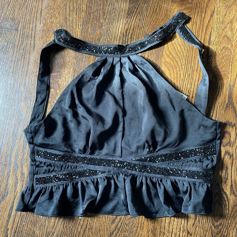 Express Halter crop with sequins
